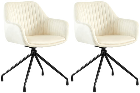 2-delige set eetkamerstoel Wilba fluweel, Creme