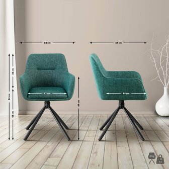 2-delige set stoel Toptin stof, Groen