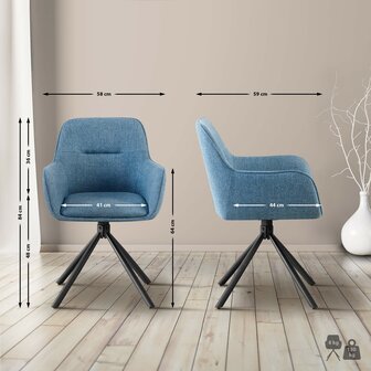 2-delige set stoel Toptin stof, Blauw