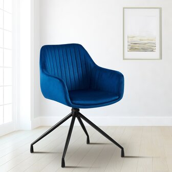 2-delige set eetkamerstoel Wilba fluweel, Blauw