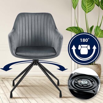 2-delige set eetkamerstoel Wilba fluweel, Grijs