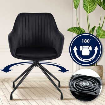 2-delige set eetkamerstoel Wilba fluweel, Zwart