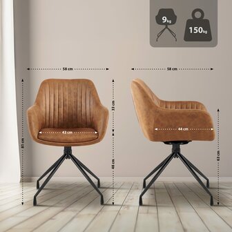 2-delige set eetkamerstoel Wilba Vintage, Grijs