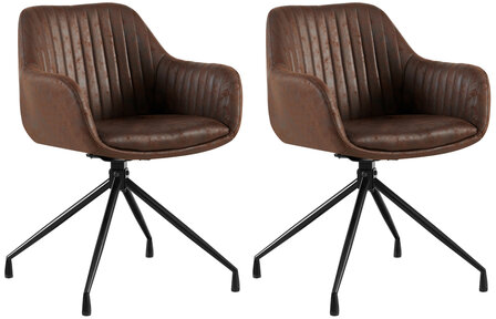 2-delige set eetkamerstoel Wilba Vintage, Bruin