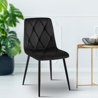 2-delige set eetkamerstoel Cloirtan fluweel, Zwart