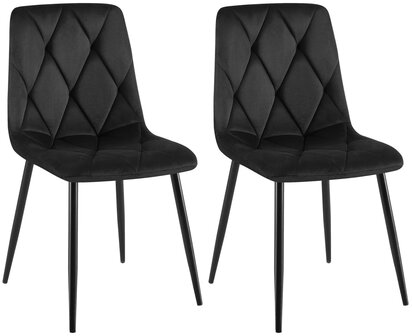 2-delige set eetkamerstoel Cloirtan fluweel, Zwart