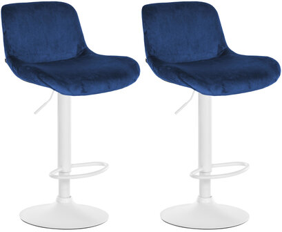 2-delige set barkrukken Silin Wit Fluweel, Blauw