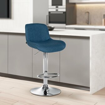 2-delige set barkrukken Silin Chroom Stof, Blauw