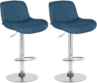 2-delige set barkrukken Silin Chroom Stof, Blauw