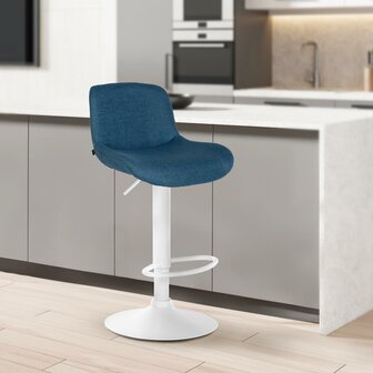 2-delige set barkrukken Silin Wit Stof, Blauw