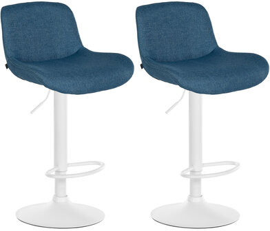 2-delige set barkrukken Silin Wit Stof, Blauw