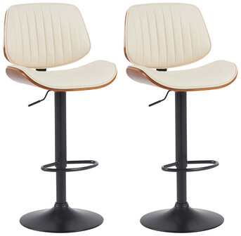 2-delige set barkruk Clowsan kunstleer zwart, Creme
