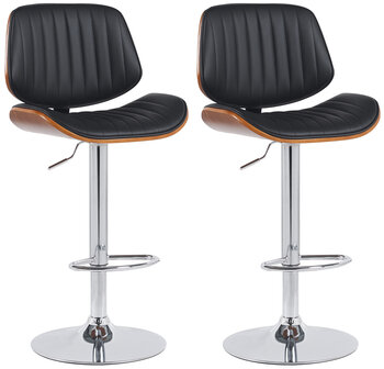 2-delige set barkruk Clowsan kunstleer chroom, Zwart