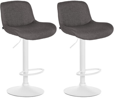2-delige set barkrukken Silin Wit Stof, Grijs