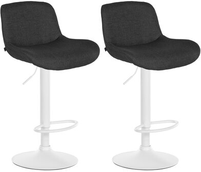2-delige set barkrukken Silin Wit Stof, Zwart