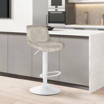 2-delige set barkrukken Silin Wit Fluweel, Creme