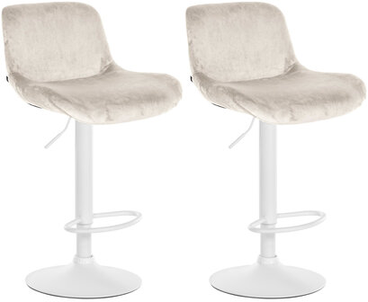 2-delige set barkrukken Silin Wit Fluweel, Creme