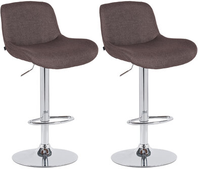 2-delige set barkrukken Silin Chroom Stof, Bruin