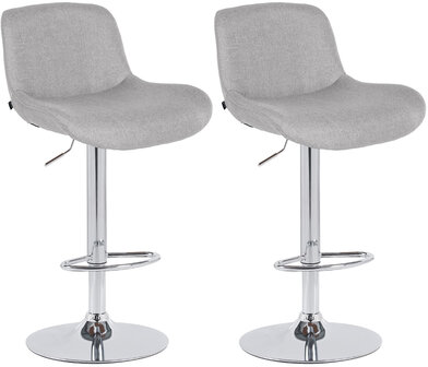 2-delige set barkrukken Silin Chroom Stof, Grijs