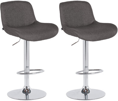 2-delige set barkrukken Silin Chroom Stof, Grijs