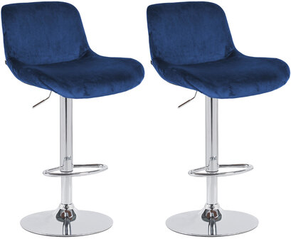 2-delige set barkrukken Silin Chroom Fluweel, Blauw