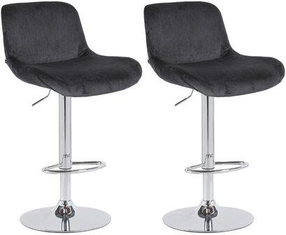 2-delige set barkrukken Silin Chroom Fluweel, Zwart
