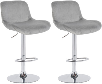 2-delige set barkrukken Silin Chroom Fluweel, Grijs