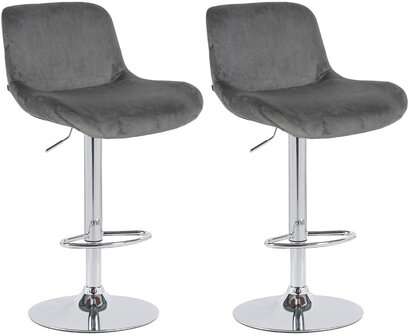 2-delige set barkrukken Silin Chroom Fluweel, Grijs
