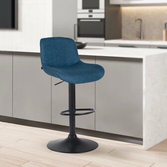 2-delige set barkrukken Silin Zwart Stof, Blauw