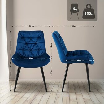 Set van 2 eetkamerstoelen Rissfird, Blauw