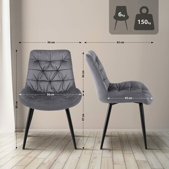 Set van 2 eetkamerstoelen Rissfird, Grijs