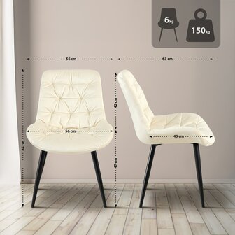 Set van 2 eetkamerstoelen Rissfird, Creme