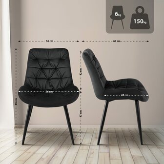 Set van 2 eetkamerstoelen Rissfird, Zwart