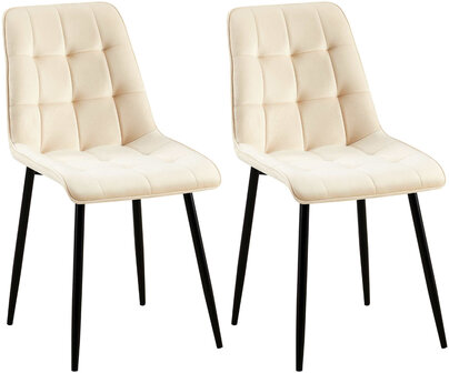 2-delige set eetkamerstoel Goffird fluweel, Creme