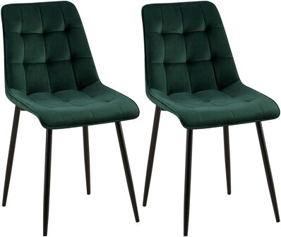 2-delige set eetkamerstoel Goffird fluweel, Groen