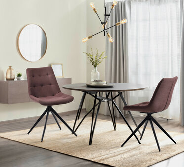 2-delige set eetkamerstoel Marne Stof, Taupe