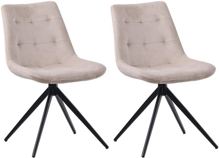 2-delige set eetkamerstoel Marne fluweel, Creme