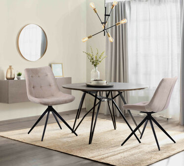 2-delige set eetkamerstoel Marne fluweel, Creme