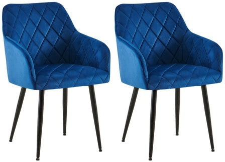 2-delige set eetkamerstoel Menott fluweel B, Blauw