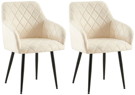 2-delige set eetkamerstoel Menott fluweel B, Creme