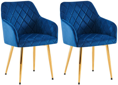 2-delige set eetkamerstoel Menott fluweel G, Blauw