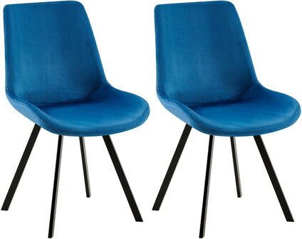 2-delige set eetkamerstoel Liwis fluweel, Blauw