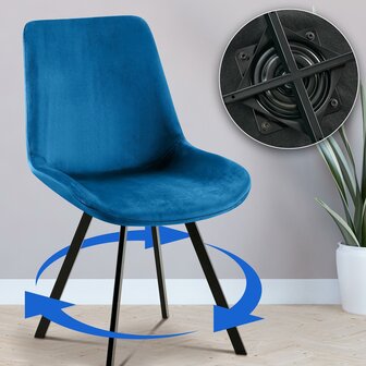 2-delige set eetkamerstoel Liwis fluweel, Blauw