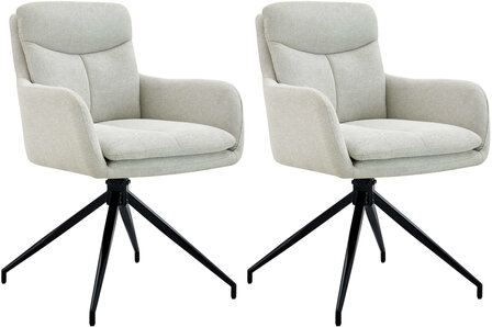 2-delige set eetkamerstoel Semors stof, Creme