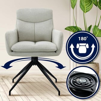 2-delige set eetkamerstoel Semors stof, Creme