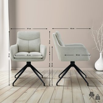 2-delige set eetkamerstoel Semors stof, Creme