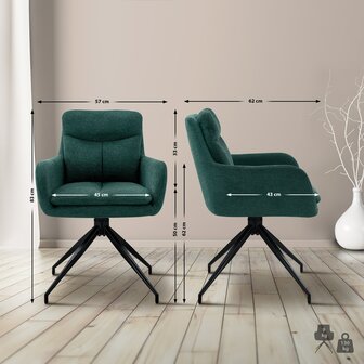 2-delige set eetkamerstoel Semors stof, Groen