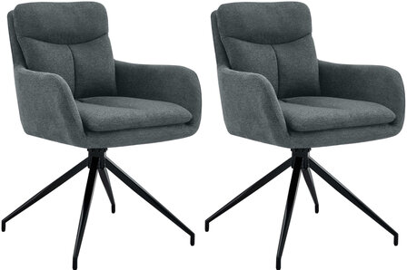 Set van 2 eetkamerstoelen Semors Stof, Grijs