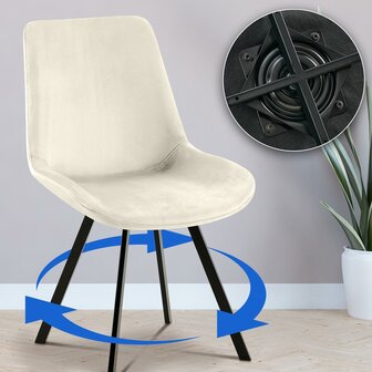 2-delige set eetkamerstoel Liwis fluweel, Creme
