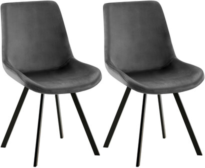 Set van 2 eetkamerstoelen Liwis Fluweel, Grijs